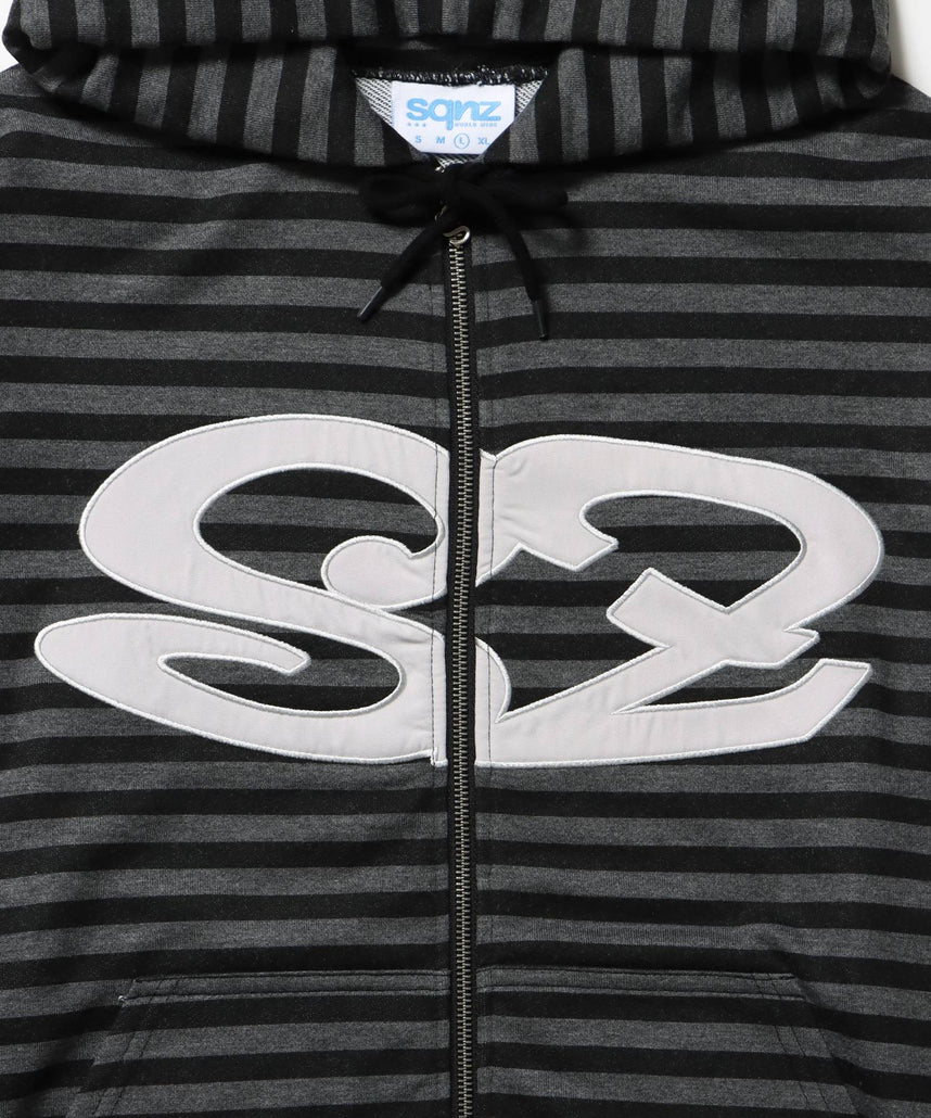 sqnz logo applique zip p/k / 裏毛 ダブルジップ ジップパーカー フーディ 星柄 ボーダー チェック 柄81