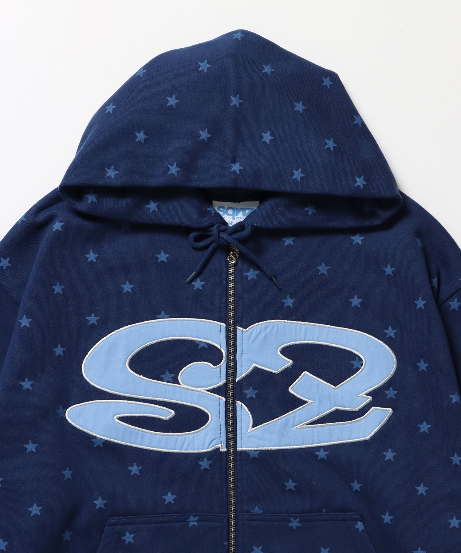 sqnz logo applique zip p/k / 裏毛 ダブルジップ ジップパーカー フーディ 星柄 ボーダー チェック 柄82