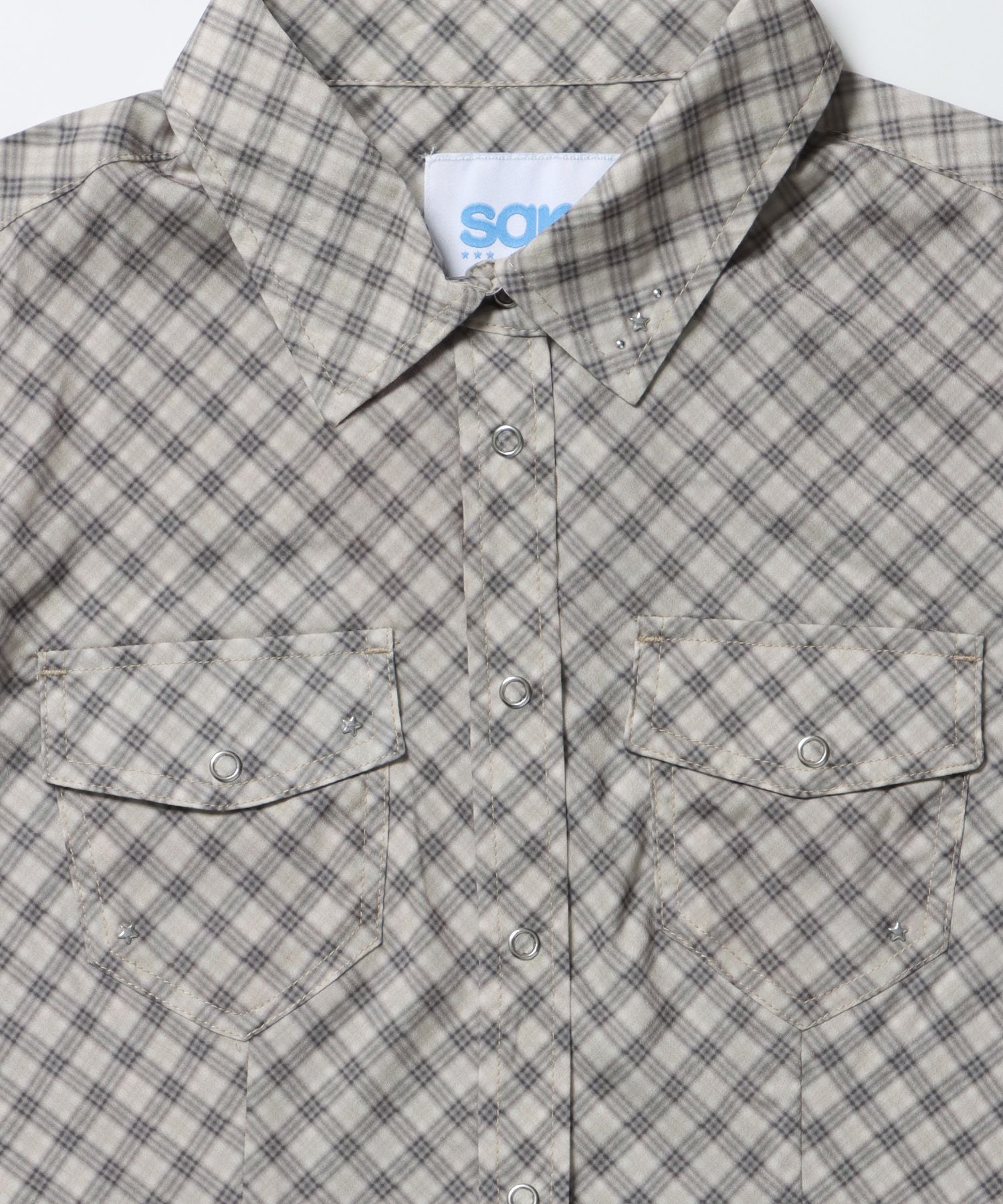 ※WEB限定 / レディースコンパクトチェックシャツ / sqnz double pocket compact check shirts ベージュ