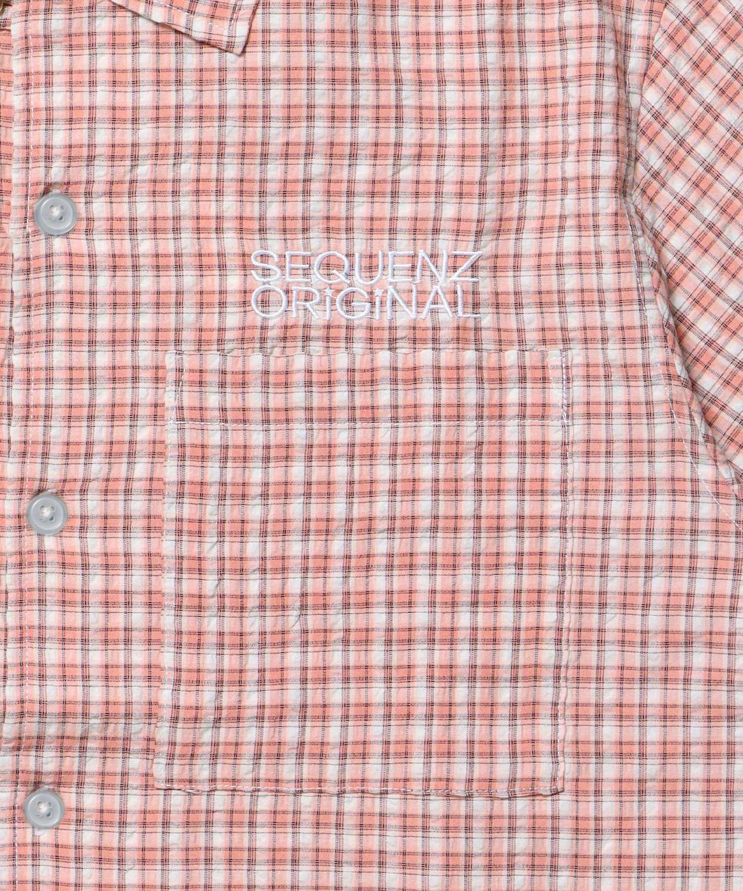 ※WEB限定 / チェック半袖シャツ / sqnz applique check shirts ワッペン ピンク