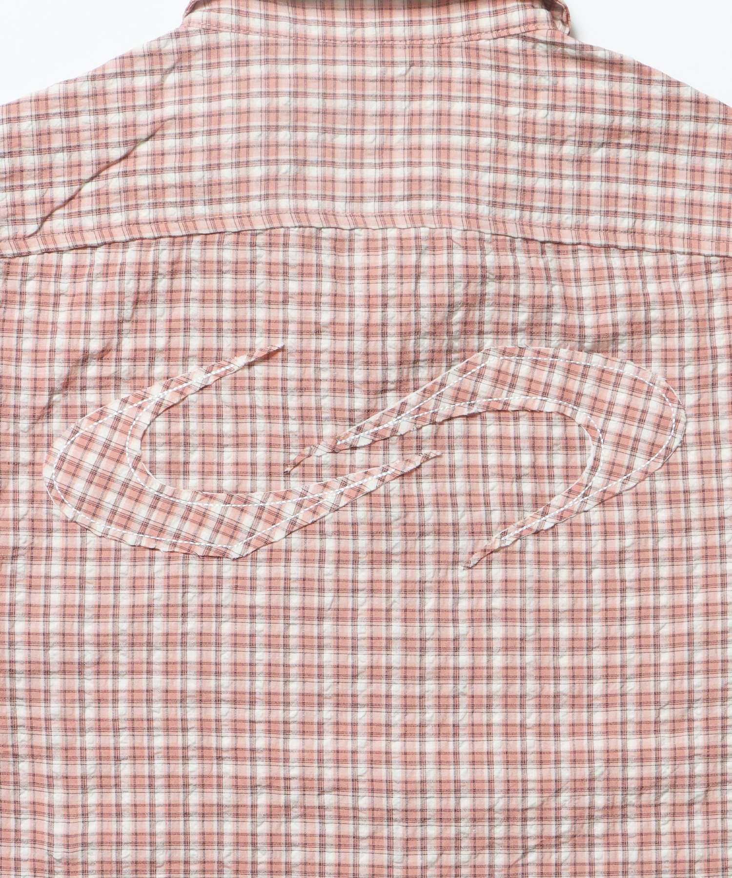 ※WEB限定 / チェック半袖シャツ / sqnz applique check shirts ワッペン ピンク