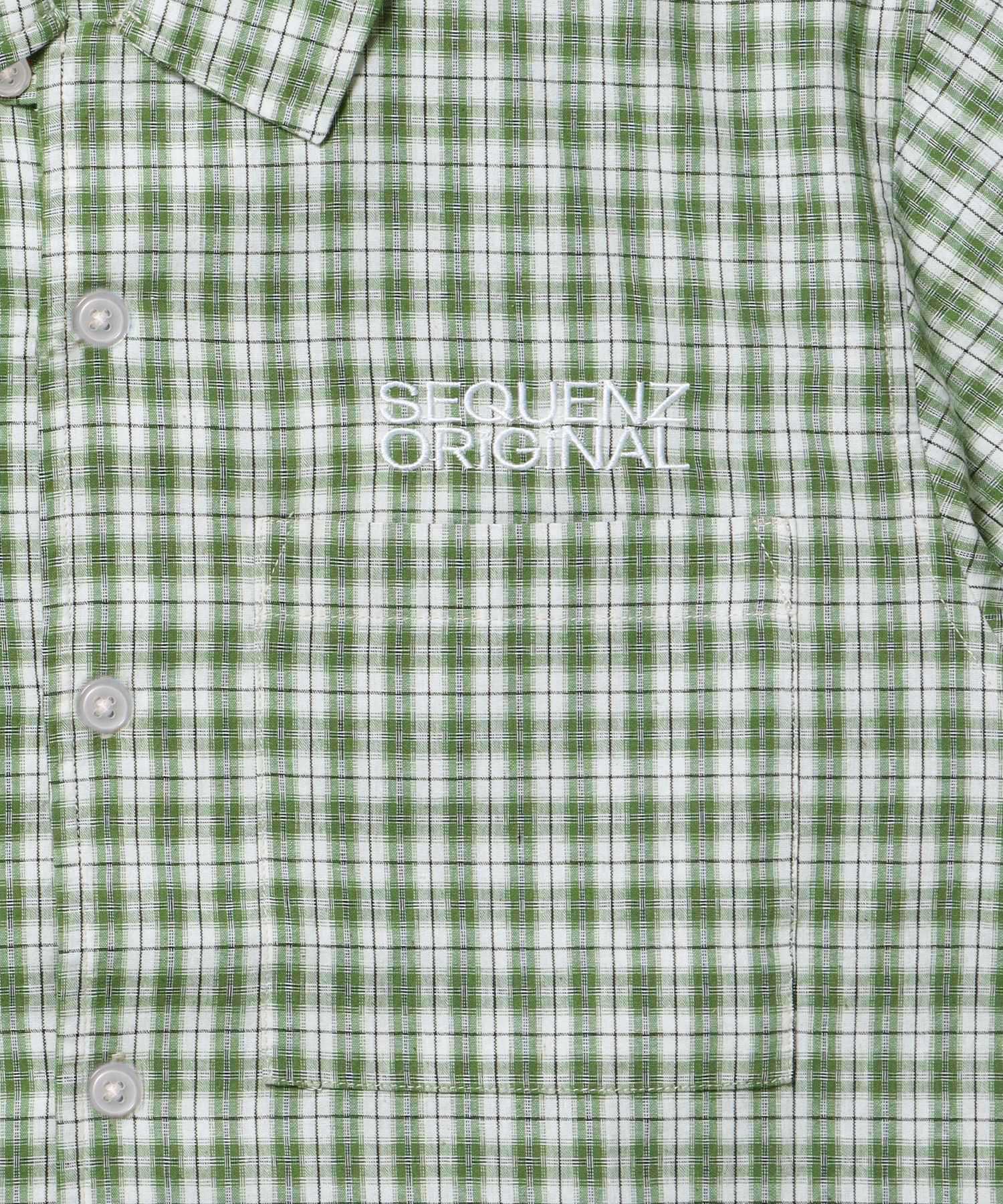 ※WEB限定 / チェック半袖シャツ / sqnz applique check shirts グリーン