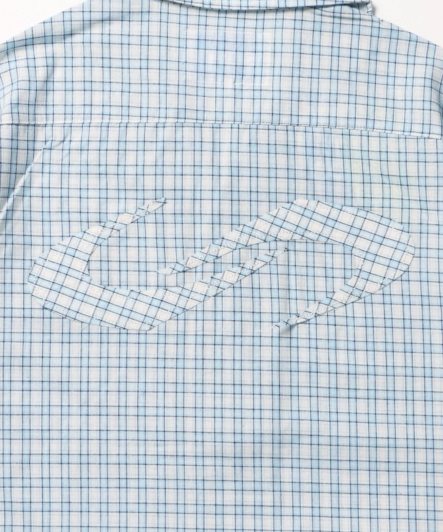 ※WEB限定 / チェック半袖シャツ / sqnz applique check shirts ライトブルー