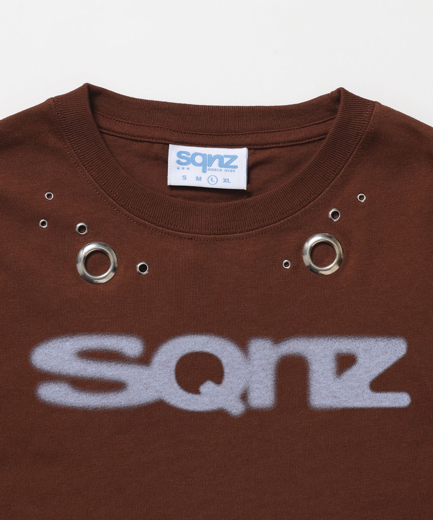 ※WEB限定 / ぼかしロゴ半袖ピチT / sqnz eyelet babe tee ブラウン
