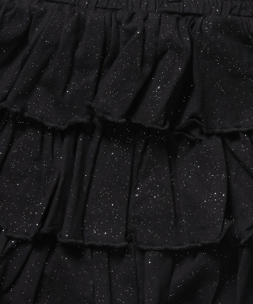 ※WEB限定 / レディースグリッターフリルミニスカート / sqnz glitter tiered skirt ブラック