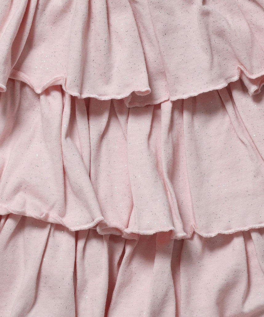 ※WEB限定 / レディースグリッターフリルミニスカート / sqnz glitter tiered skirt ライトピンク