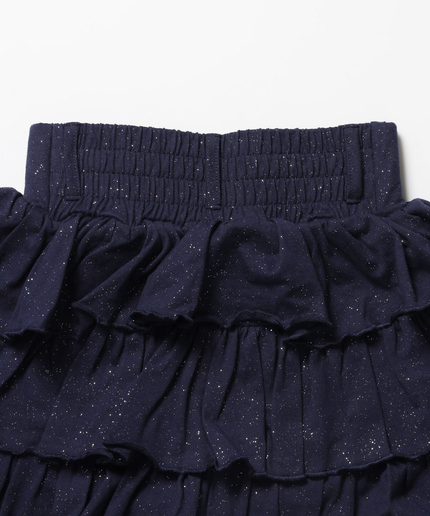 ※WEB限定 / レディースグリッターフリルミニスカート / sqnz glitter tiered skirt ダークネイビー