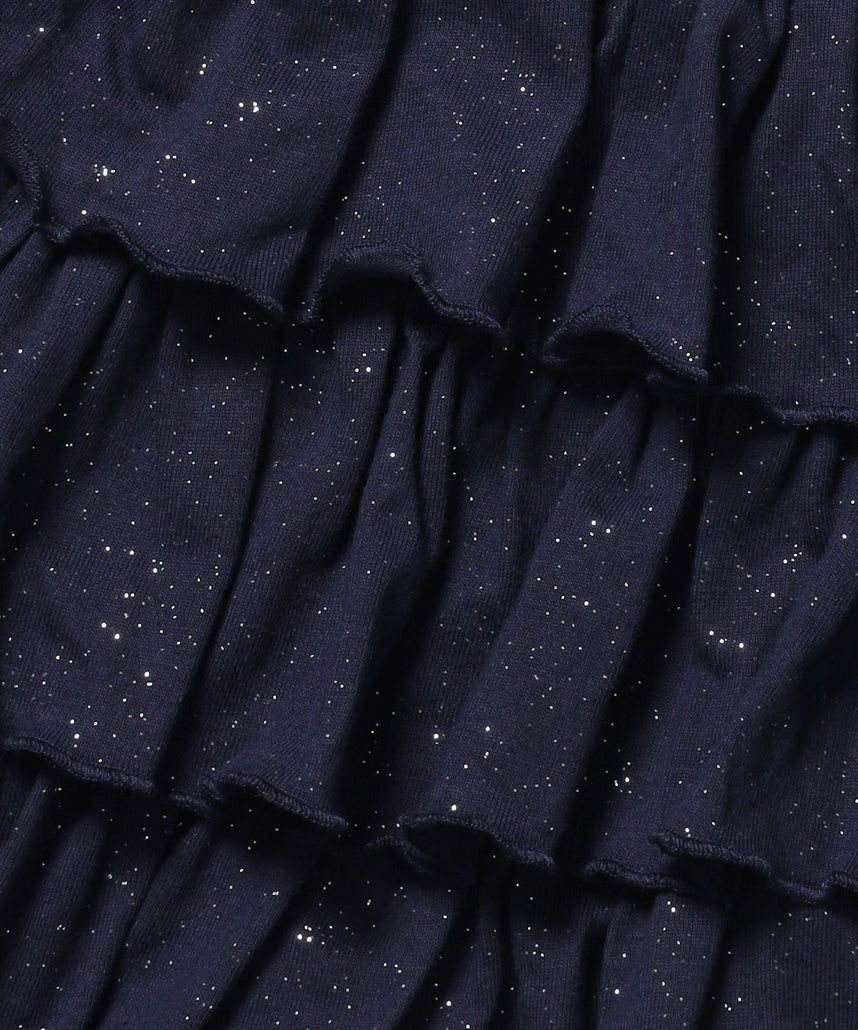 ※WEB限定 / レディースグリッターフリルミニスカート / sqnz glitter tiered skirt ダークネイビー