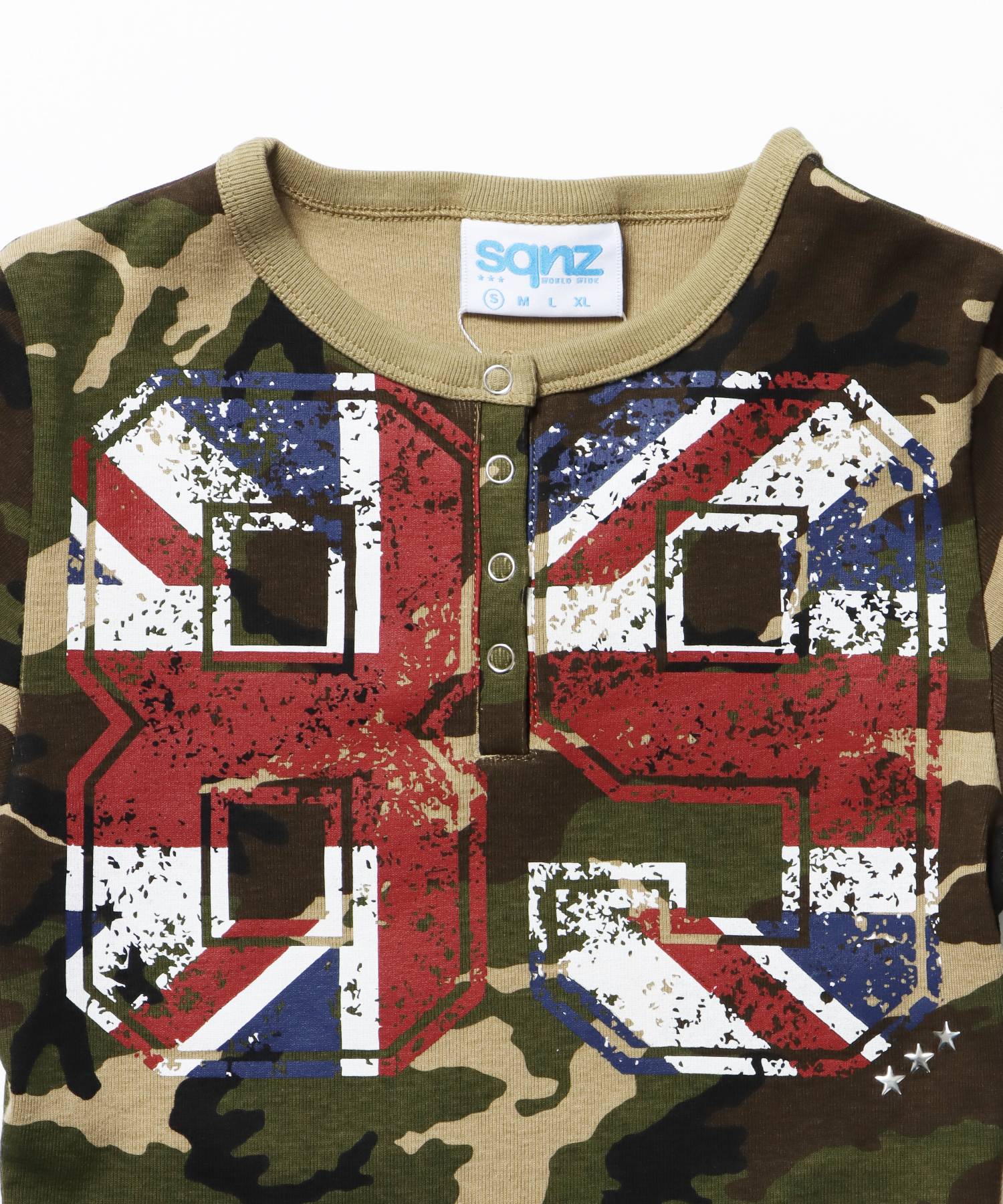 ※WEB限定 / レディースユニオンジャックヘンリーT / sqnz union jack henley tee 柄80