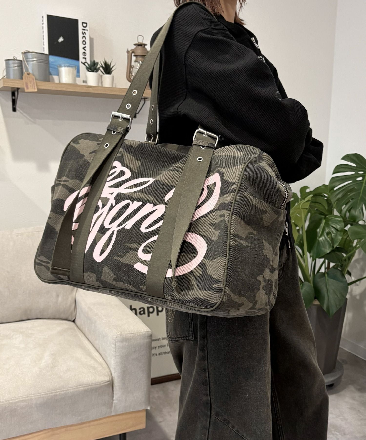 sqnz vintage boston bag / スクール ボストン バック アジャスター 迷彩柄 柄80