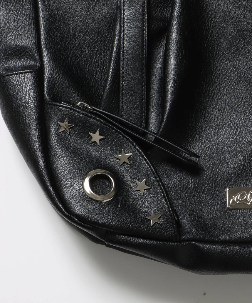 sqnz star eylet bag / フェイクレザー フェイクスウェード バック アジャスター ハンドバック ハトメ