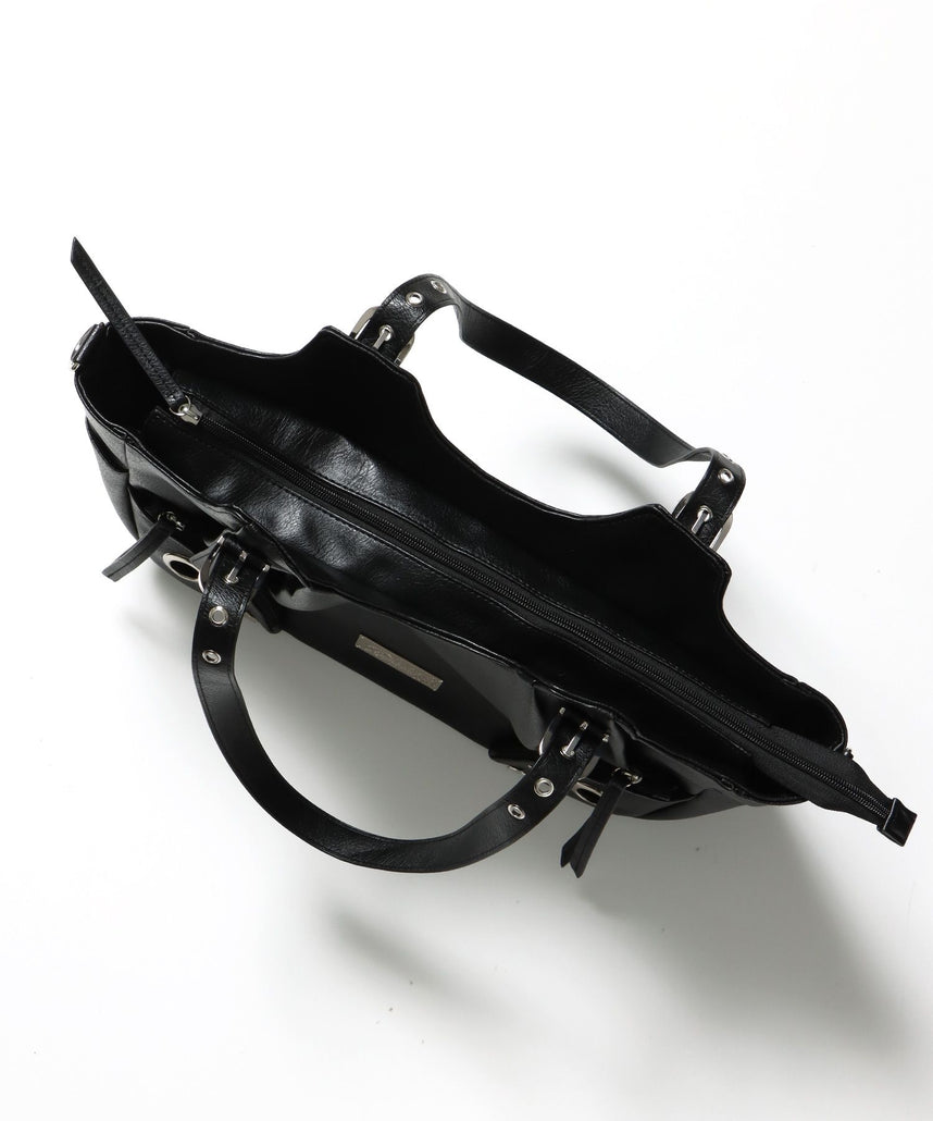 sqnz star eylet bag / フェイクレザー フェイクスウェード バック アジャスター ハンドバック ハトメ