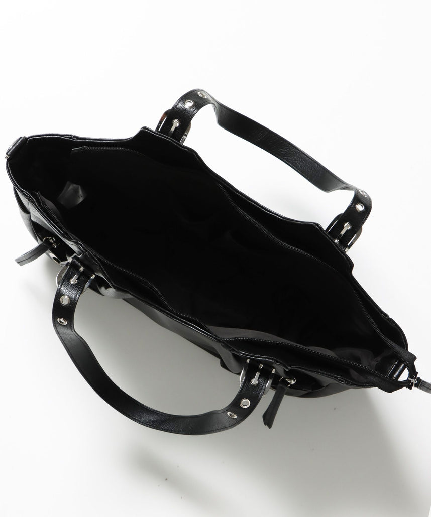 sqnz star eylet bag / フェイクレザー フェイクスウェード バック アジャスター ハンドバック ハトメ