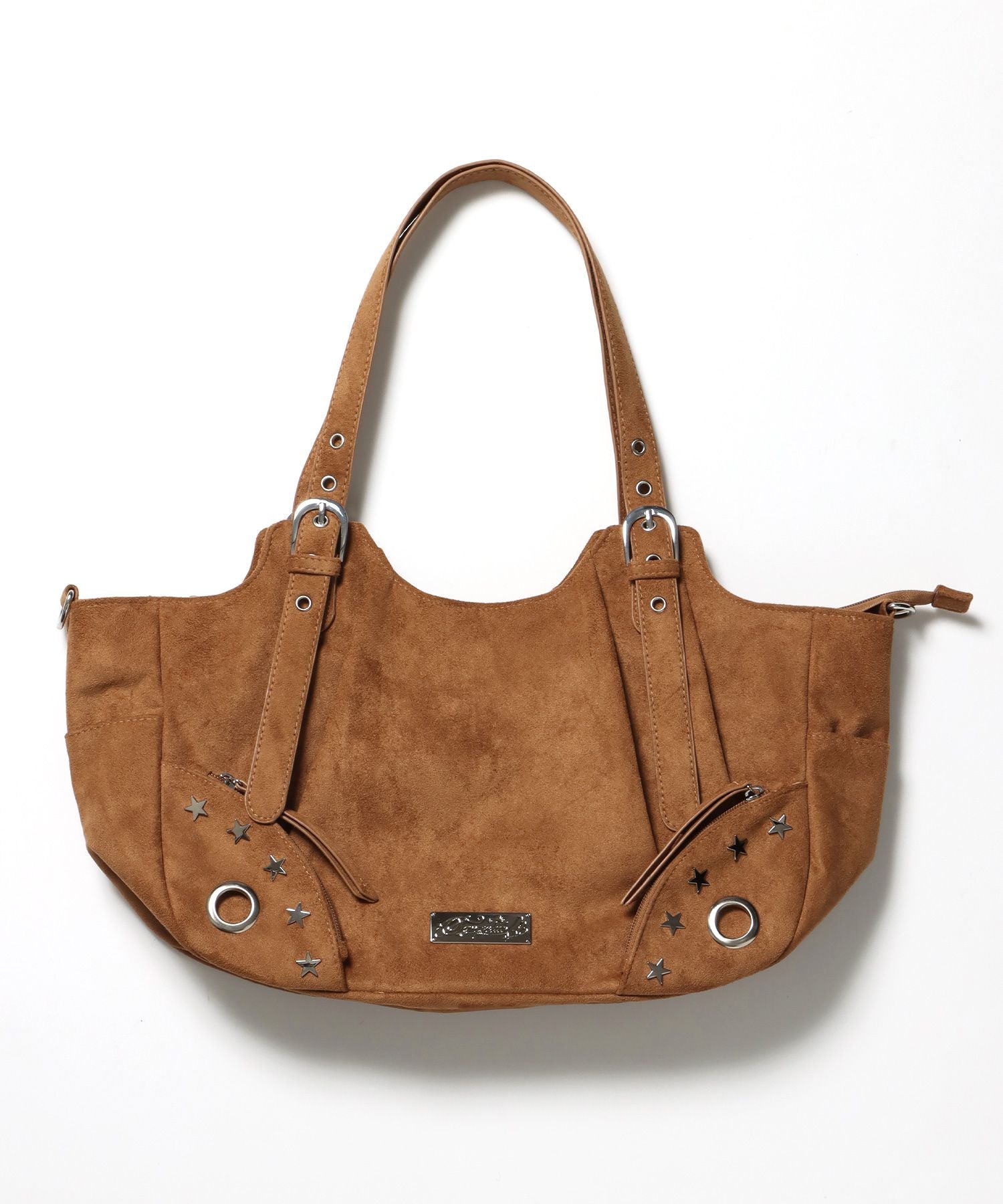 【sqnz(エスキュンズ)】sqnz star eylet bag / 2WAY仕様 フェイクレザー バック アジャスター ハンドバック ショルダーバック ベージュ