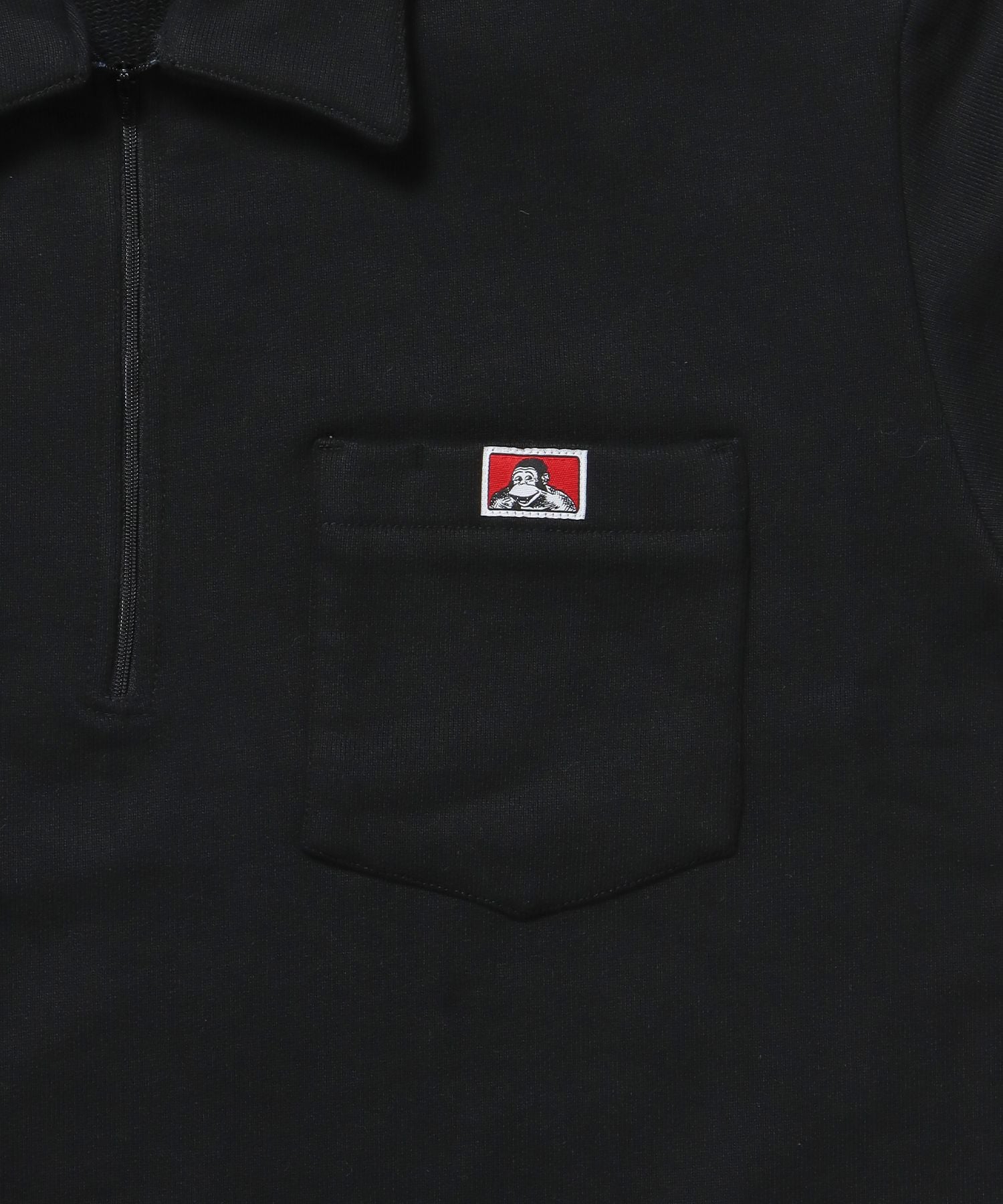 90TH H.SWEAT S/S 1/2 ZIP SHIRT / ヘビーウェイト 半袖 ハーフジップ 裏毛 ワンポイント ≪セットアップ対応≫ ブラック