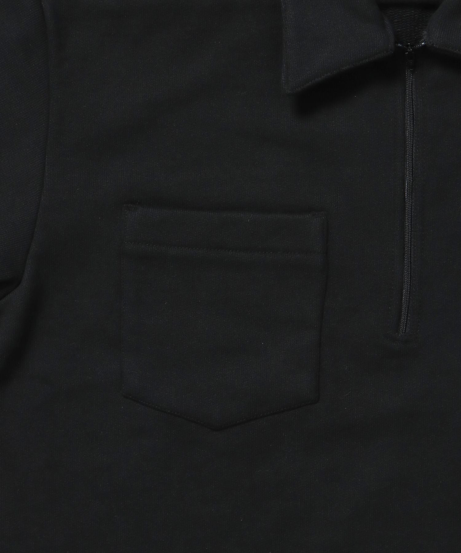 90TH H.SWEAT S/S 1/2 ZIP SHIRT / ヘビーウェイト 半袖 ハーフジップ 裏毛 ワンポイント ≪セットアップ対応≫ ブラック