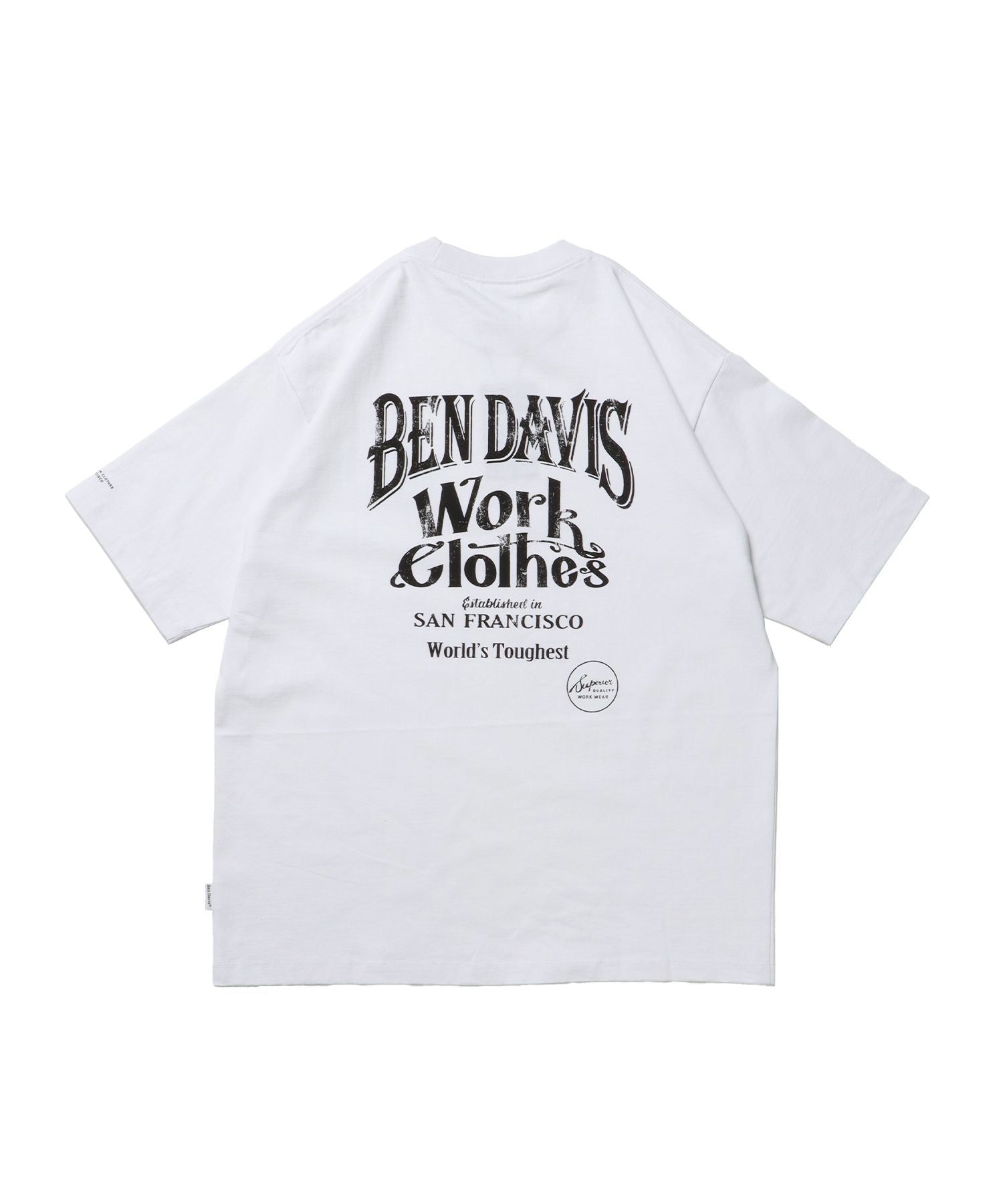 【BEN DAVIS(ベンデイビス)】CLASSIC LOGO TEE NV / オーバーサイズ ヘビーウェイト 半袖 クルーネック プリント ワンポイント ホワイト