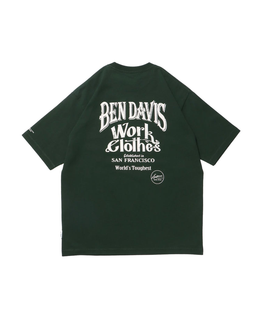 【BEN DAVIS(ベンデイビス)】CLASSIC LOGO TEE NV / オーバーサイズ ヘビーウェイト 半袖 クルーネック プリント ワンポイント ダークグリーン