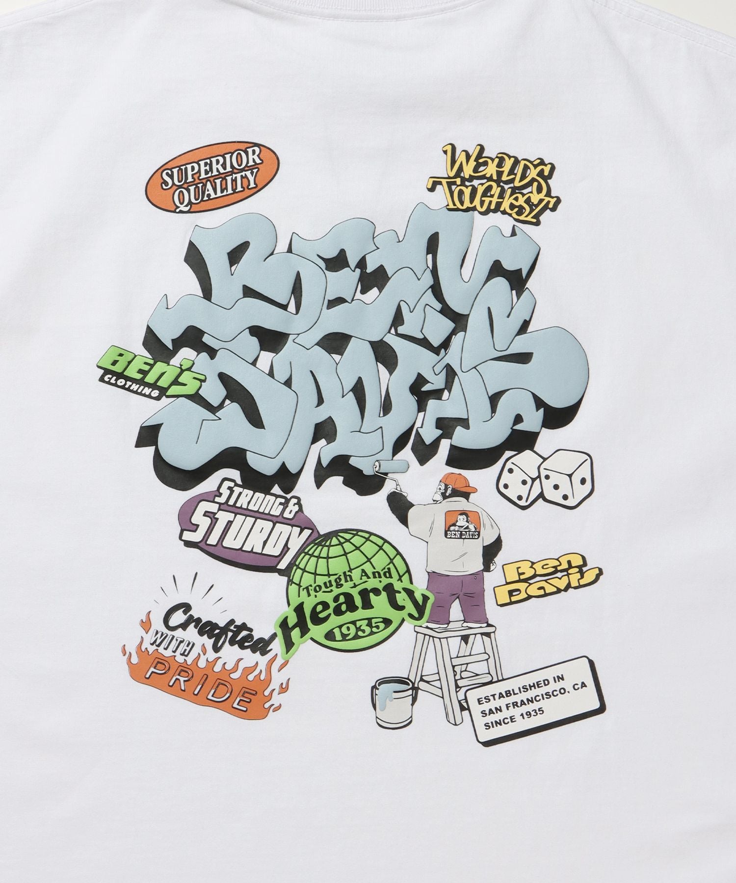 OVERLAP TEE NV / オーバーサイズ 半袖 ワンポイント プリント クルーネック ホワイト