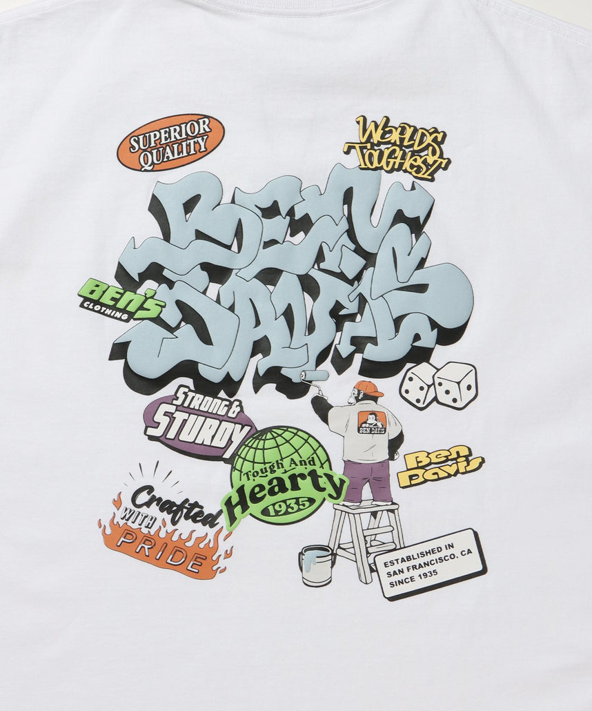 OVERLAP TEE NV / オーバーサイズ 半袖 ワンポイント プリント クルーネック ホワイト