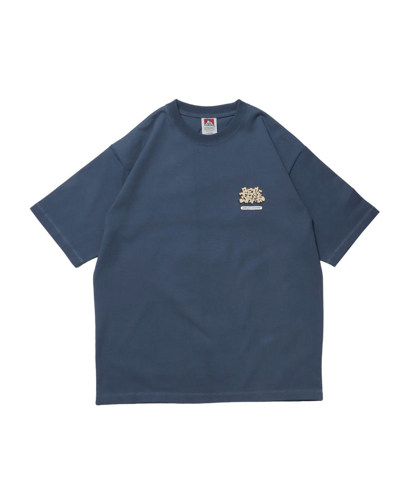 【BEN DAVIS(ベンデイビス)】OVERLAP TEE NV / オーバーサイズ 半袖 ワンポイント プリント クルーネック ブルーグレー