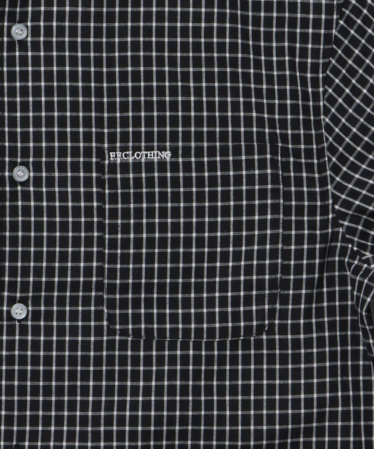 アソートワンポイントボックス長袖シャツ / シャツ レギュラーカラー 長袖 ワンポイント 刺繍 レイヤード ポケット ブラック