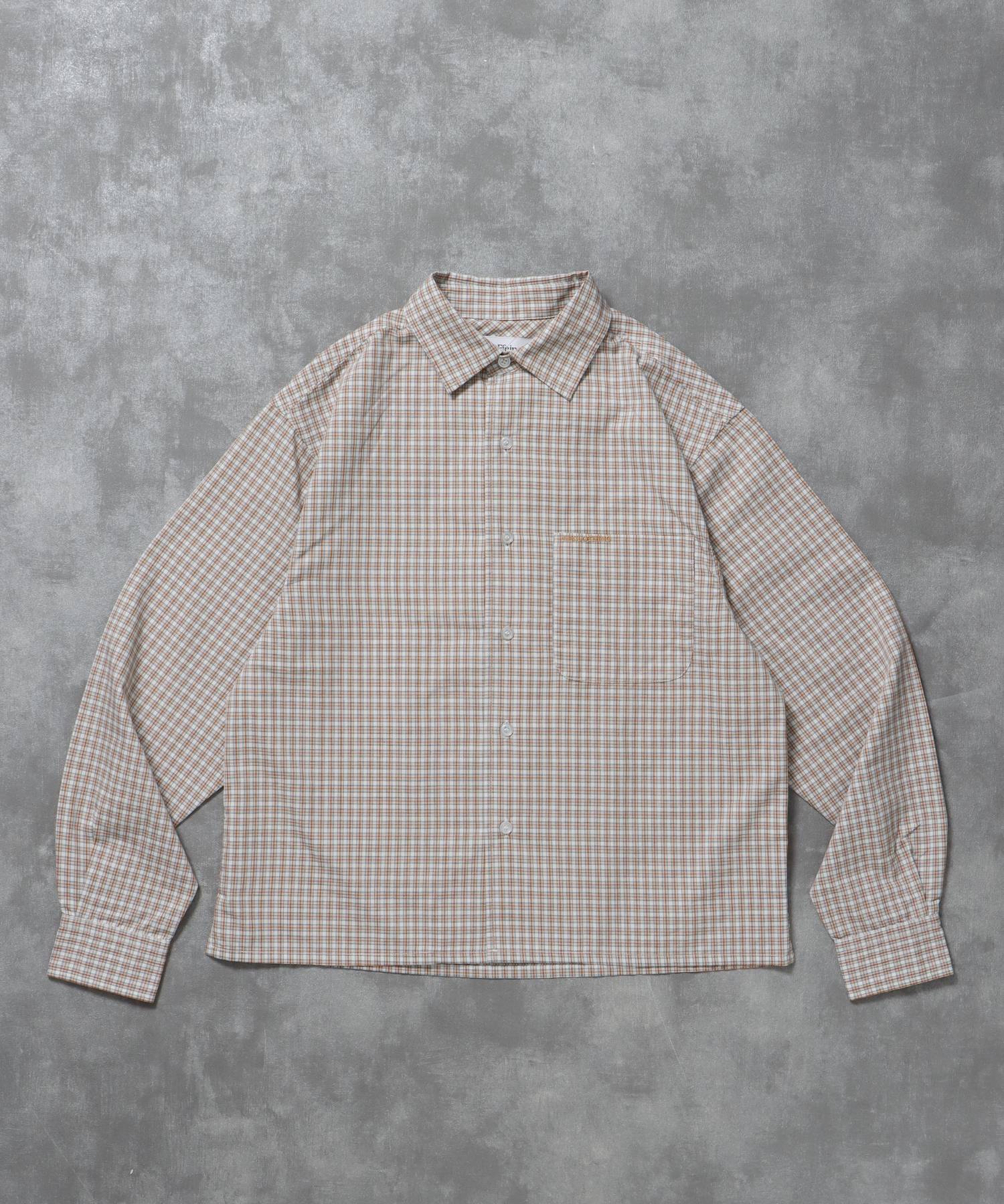 【FFEIN(フェイン)】アソートワンポイントボックス長袖シャツ / シャツ レギュラーカラー 長袖 ワンポイント 刺繍 レイヤード ポケット オレンジ系その他