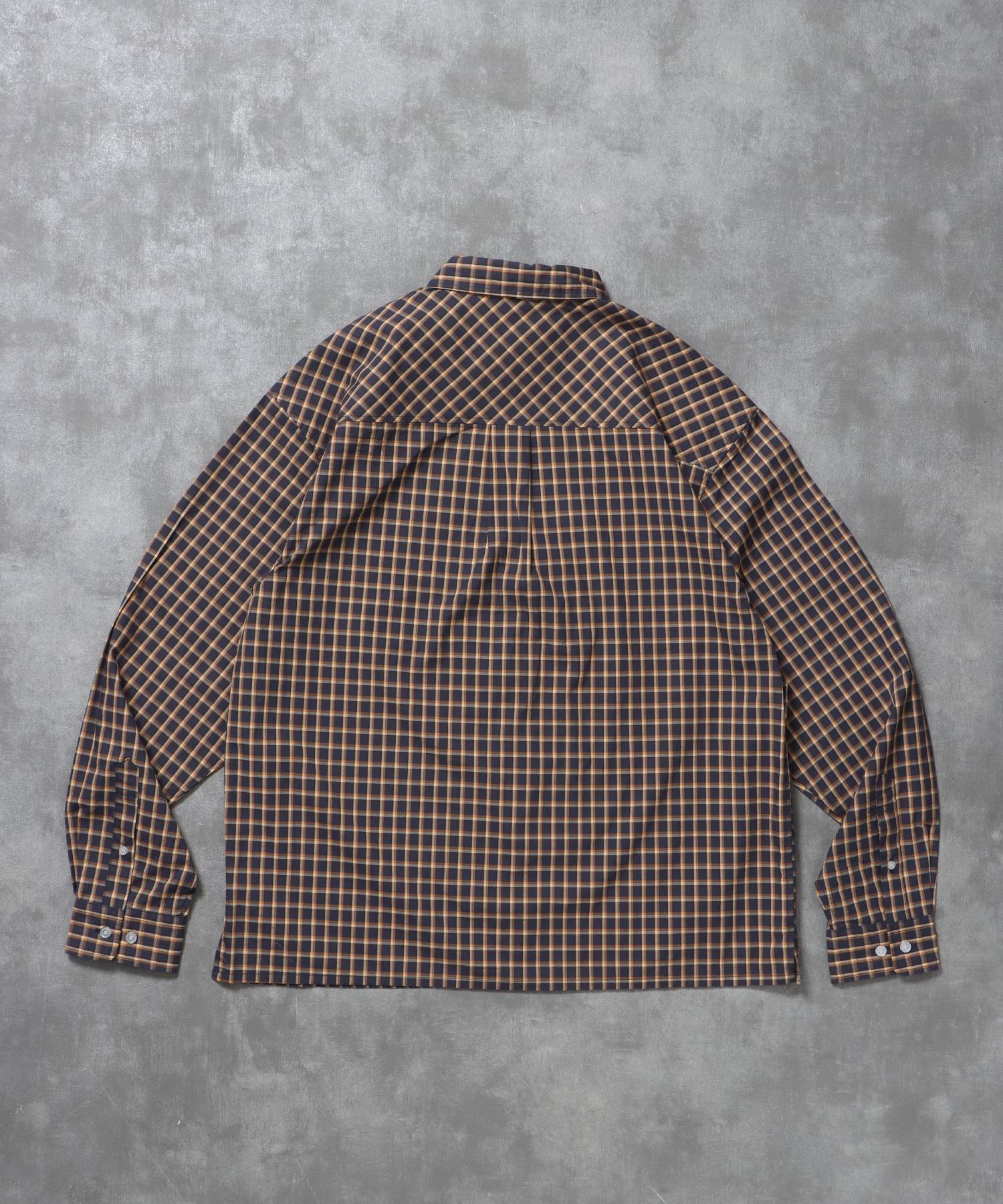 アソートワンポイントボックス長袖シャツ / シャツ レギュラーカラー 長袖 ワンポイント 刺繍 レイヤード ポケット オレンジ