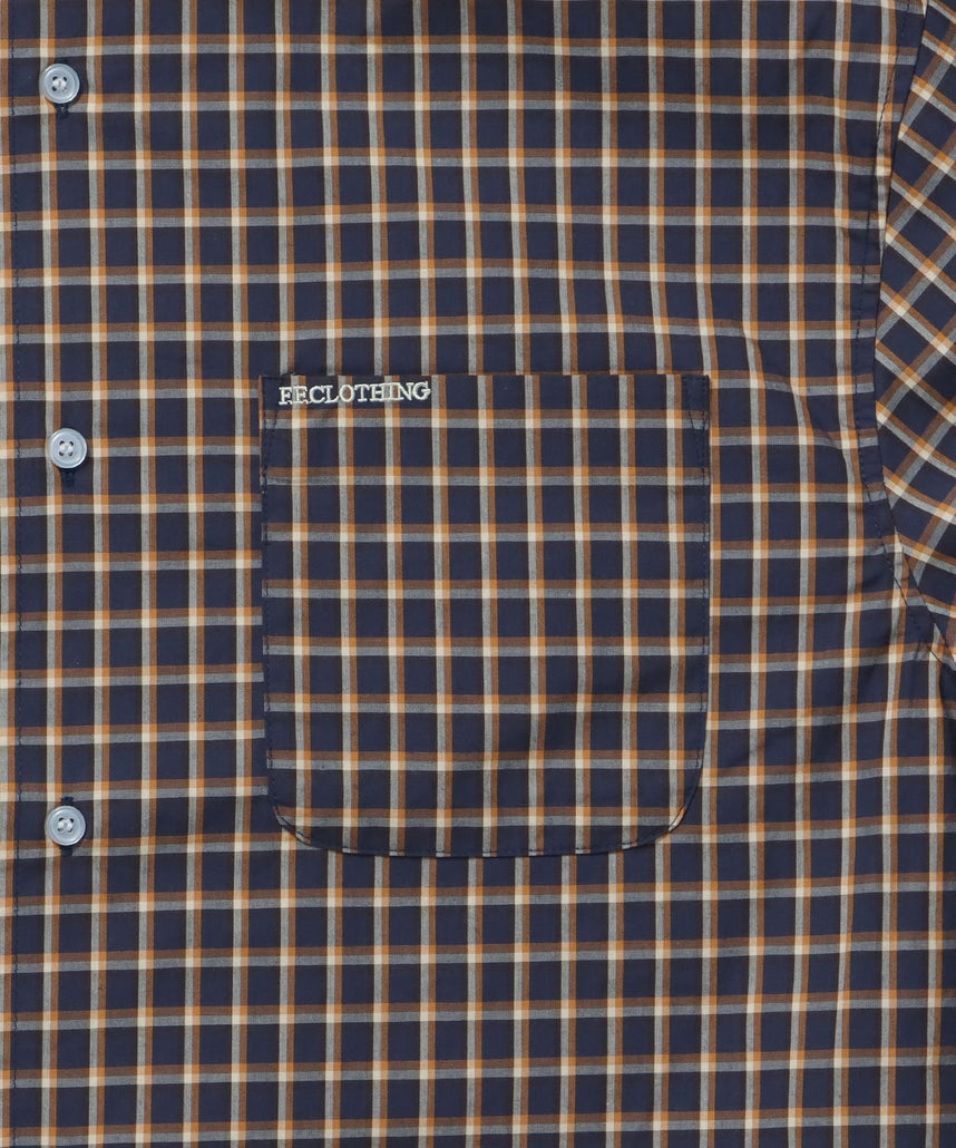 アソートワンポイントボックス長袖シャツ / シャツ レギュラーカラー 長袖 ワンポイント 刺繍 レイヤード ポケット オレンジ