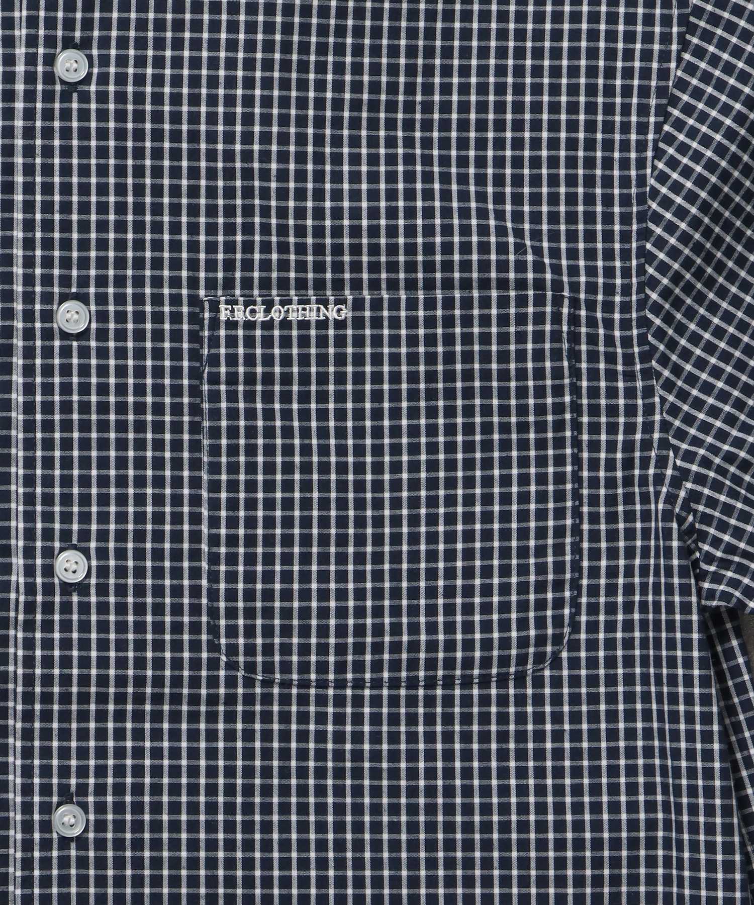 アソートワンポイントボックス長袖シャツ / シャツ レギュラーカラー 長袖 ワンポイント 刺繍 レイヤード ポケット ネイビー