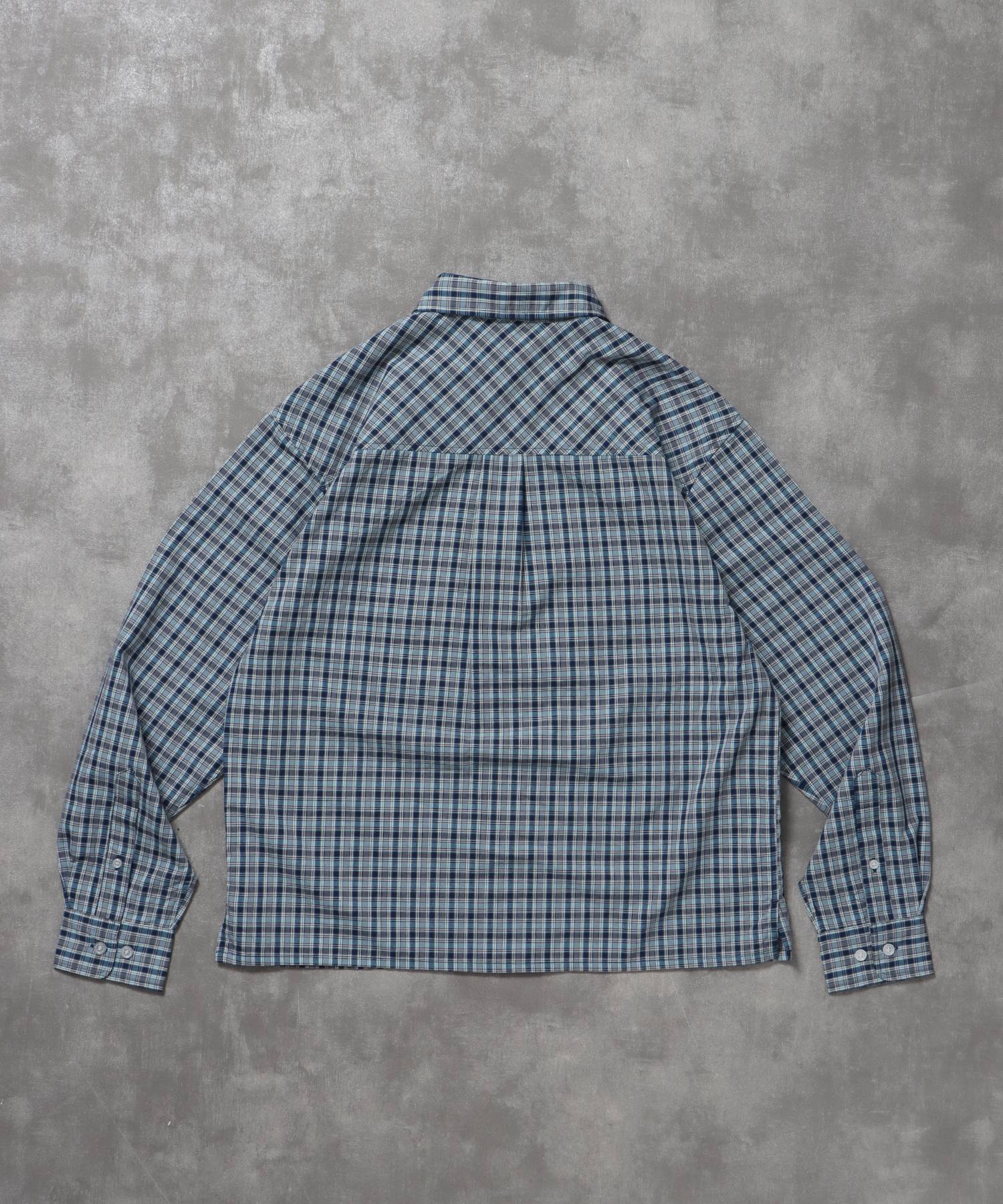 アソートワンポイントボックス長袖シャツ / シャツ レギュラーカラー 長袖 ワンポイント 刺繍 レイヤード ポケット ライトブルー