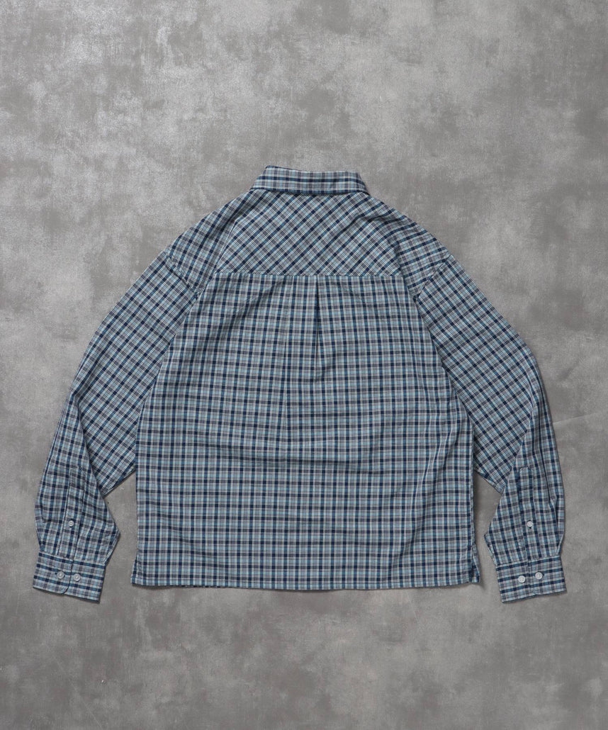 アソートワンポイントボックス長袖シャツ / シャツ レギュラーカラー 長袖 ワンポイント 刺繍 レイヤード ポケット ライトブルー