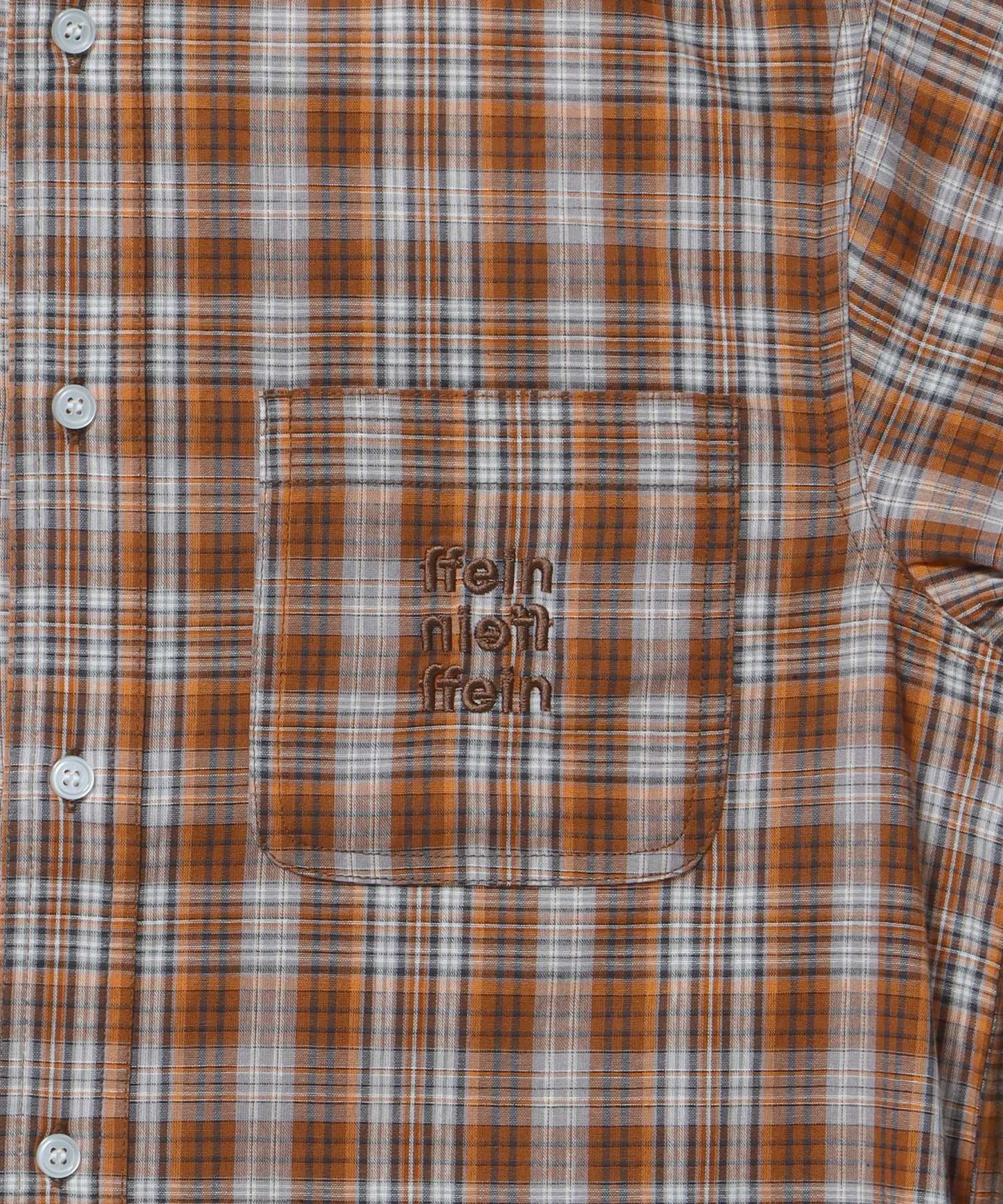 アソートワンポイントボックス長袖シャツ / シャツ レギュラーカラー 長袖 ワンポイント 刺繍 レイヤード ポケット ダークオレンジ