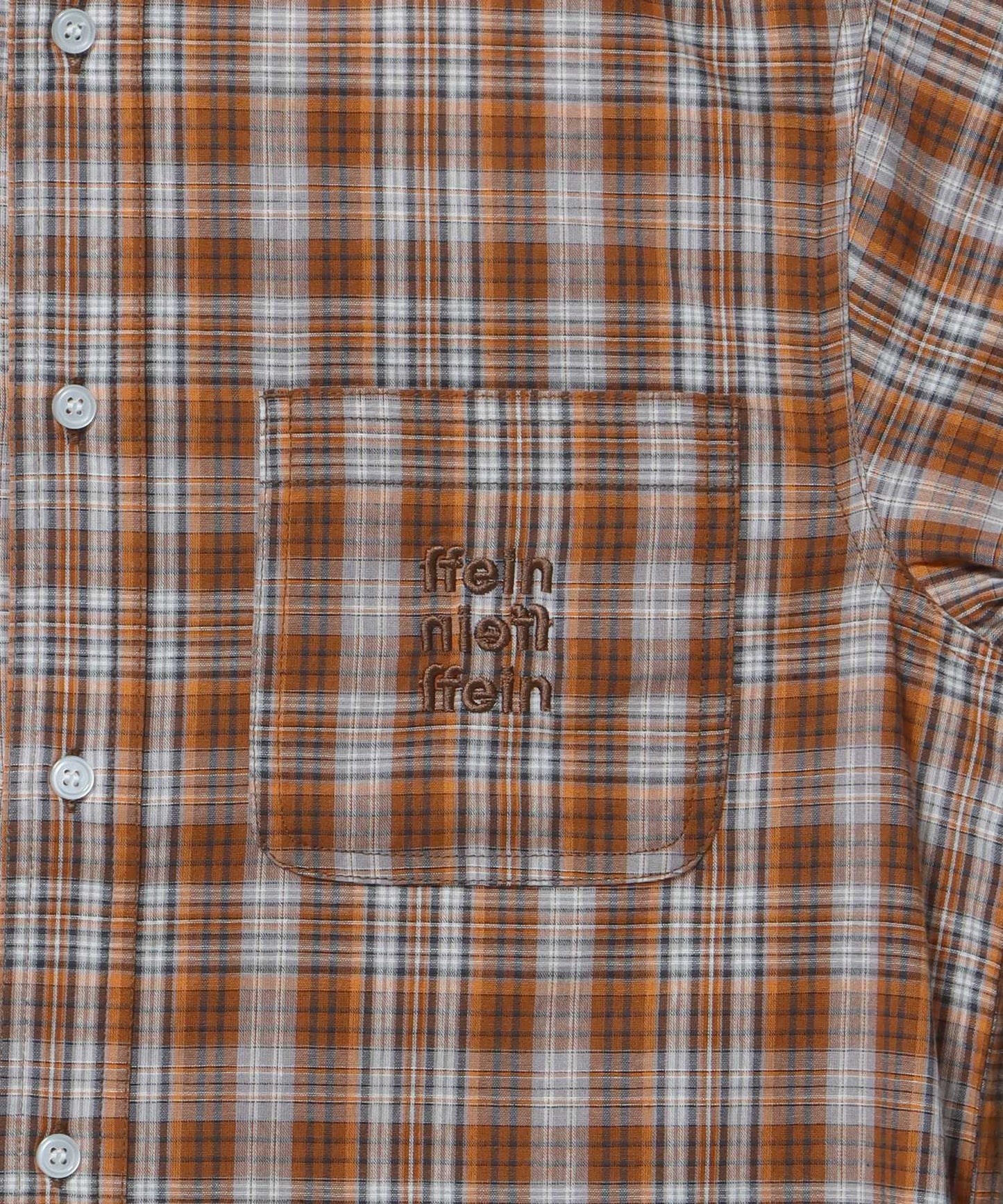 アソートワンポイントボックス長袖シャツ / シャツ レギュラーカラー 長袖 ワンポイント 刺繍 レイヤード ポケット ダークオレンジ