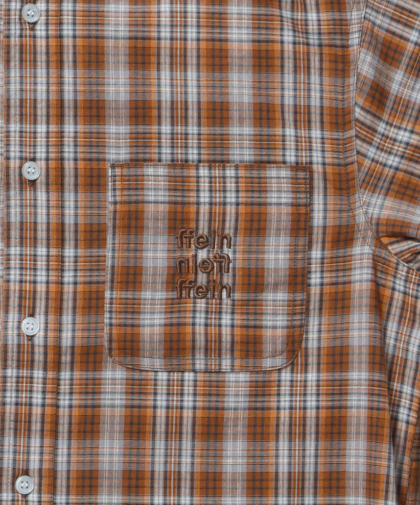 アソートワンポイントボックス長袖シャツ / シャツ レギュラーカラー 長袖 ワンポイント 刺繍 レイヤード ポケット ダークオレンジ