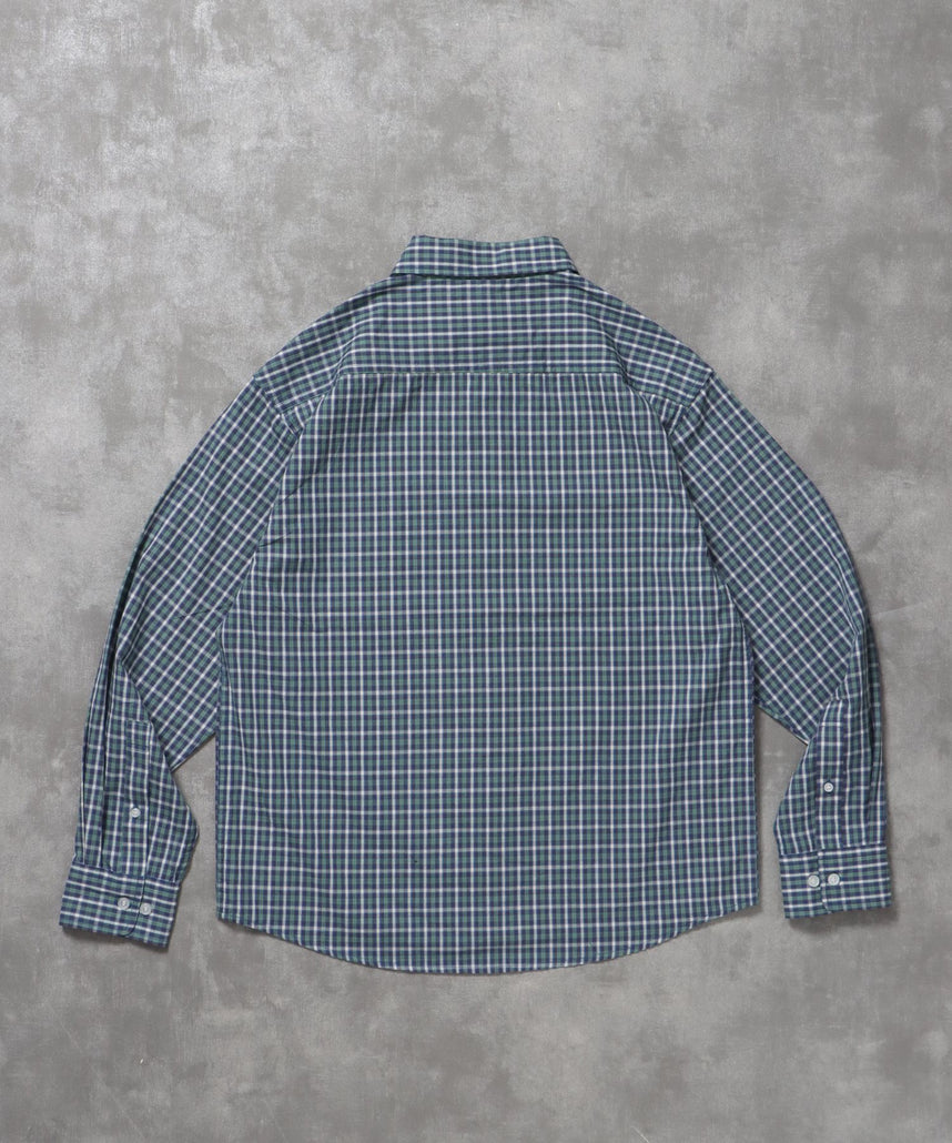 アソートワンポイントボックス長袖シャツ / シャツ レギュラーカラー 長袖 ワンポイント 刺繍 レイヤード ポケット グリーン