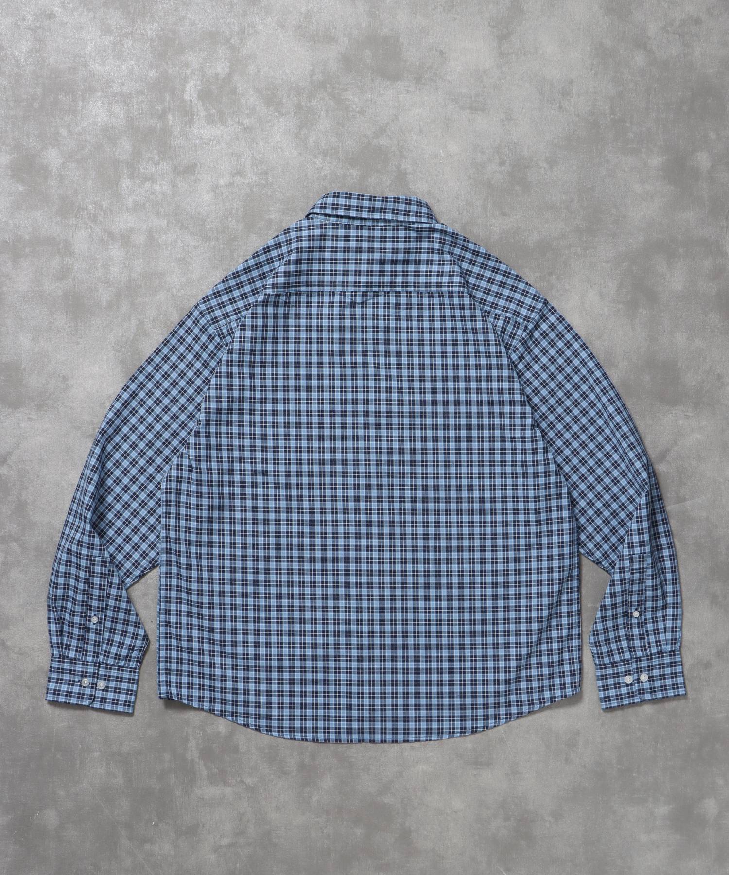 アソートワンポイントボックス長袖シャツ / シャツ レギュラーカラー 長袖 ワンポイント 刺繍 レイヤード ポケット ブルー