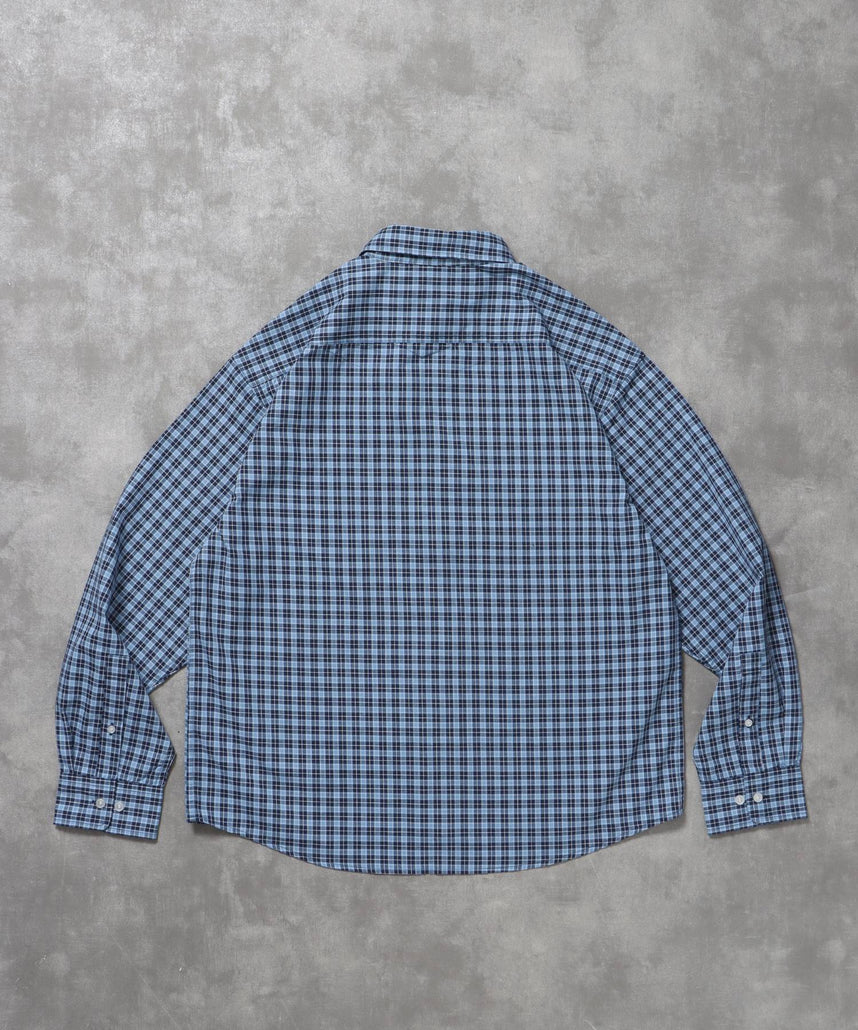 アソートワンポイントボックス長袖シャツ / シャツ レギュラーカラー 長袖 ワンポイント 刺繍 レイヤード ポケット ブルー