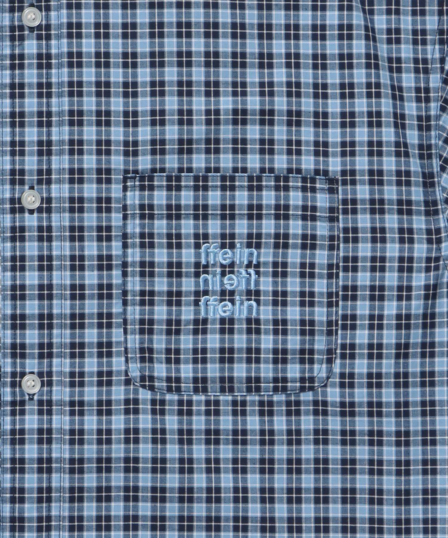 アソートワンポイントボックス長袖シャツ / シャツ レギュラーカラー 長袖 ワンポイント 刺繍 レイヤード ポケット ブルー