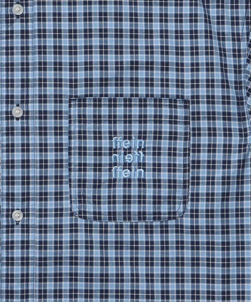 アソートワンポイントボックス長袖シャツ / シャツ レギュラーカラー 長袖 ワンポイント 刺繍 レイヤード ポケット ブルー