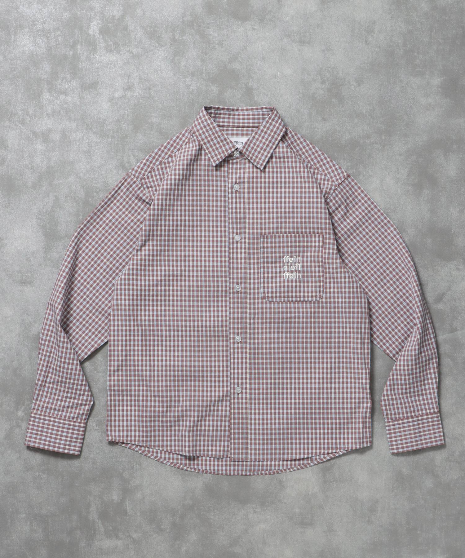 【FFEIN(フェイン)】アソートワンポイントボックス長袖シャツ / シャツ レギュラーカラー 長袖 ワンポイント 刺繍 レイヤード ポケット パープル