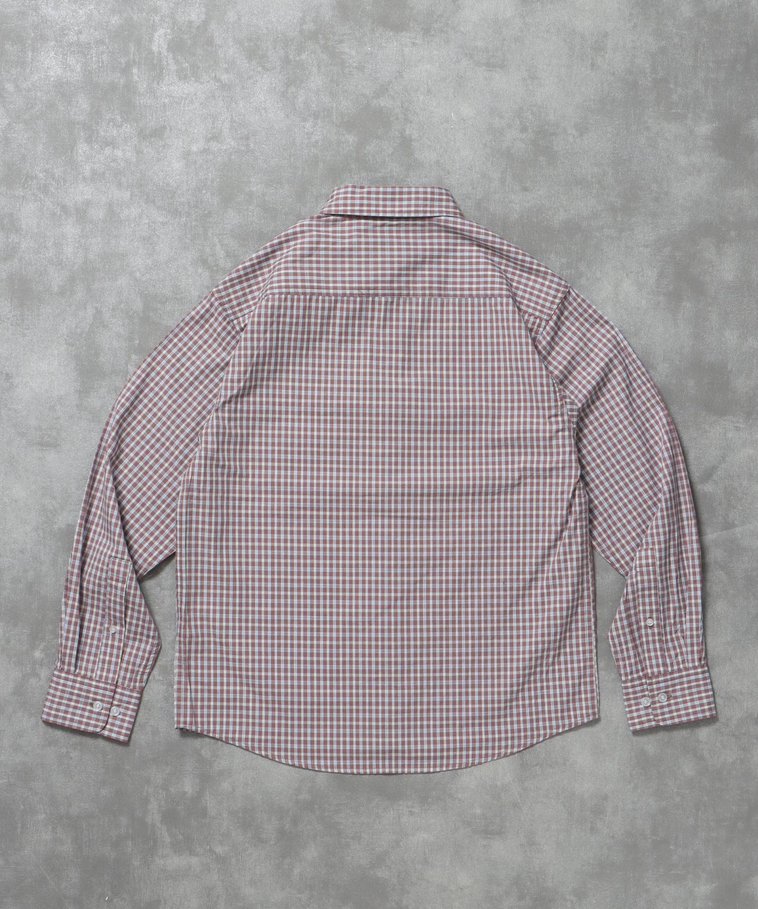 アソートワンポイントボックス長袖シャツ / シャツ レギュラーカラー 長袖 ワンポイント 刺繍 レイヤード ポケット パープル