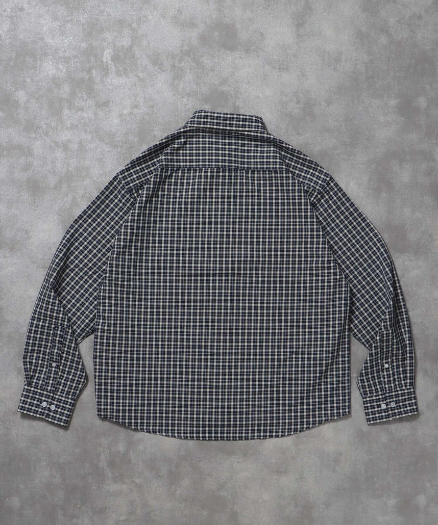 アソートワンポイントボックス長袖シャツ / シャツ レギュラーカラー 長袖 ワンポイント 刺繍 レイヤード ポケット ダークネイビー