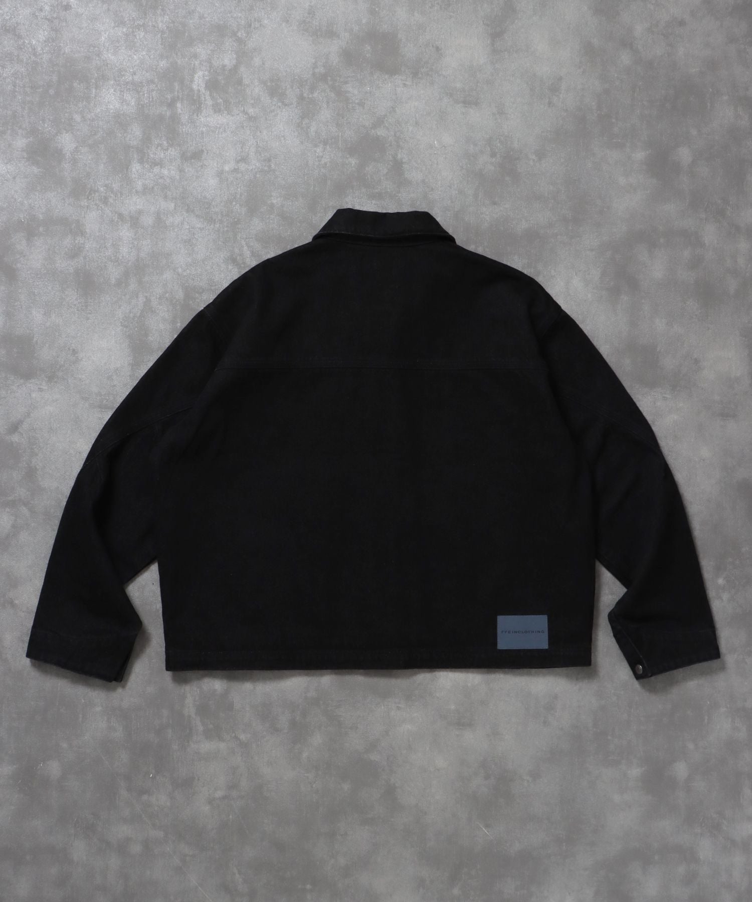 【FFEIN(フェイン)】袖切り替えデニムJK / ジャケット デニム ジップ リベット ライトアウター 刺繍【セットアップ対応】 ブラック