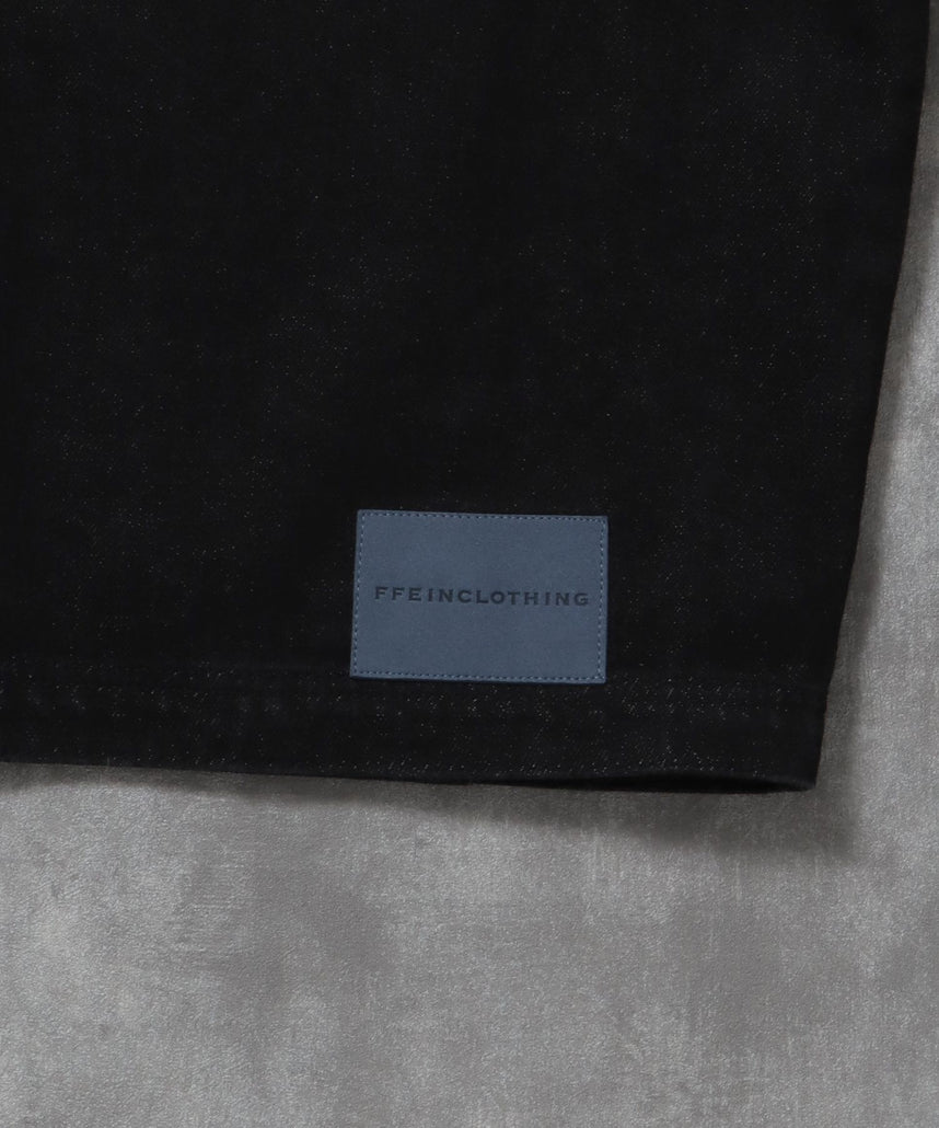 袖切り替えデニムJK / ジャケット デニム ジップ リベット ライトアウター 刺繍【セットアップ対応】 ブラック