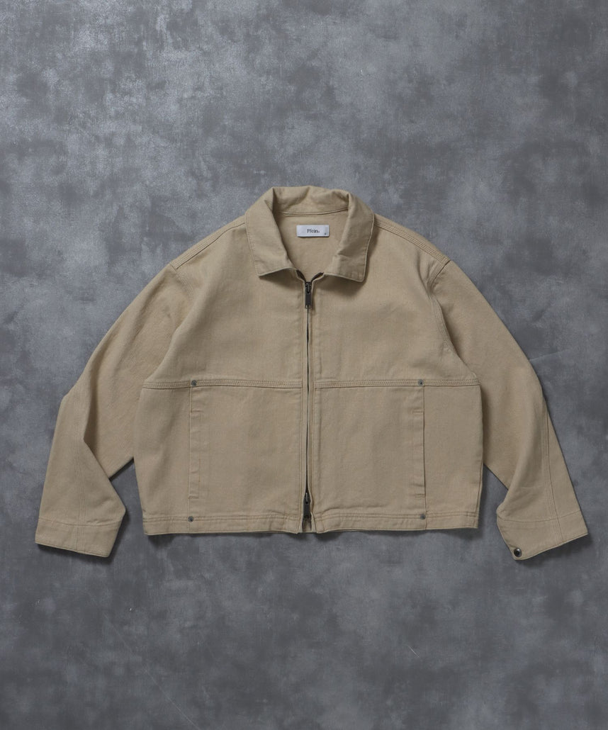 【FFEIN(フェイン)】袖切り替えデニムJK / ジャケット デニム ジップ リベット ライトアウター 刺繍【セットアップ対応】 ベージュ