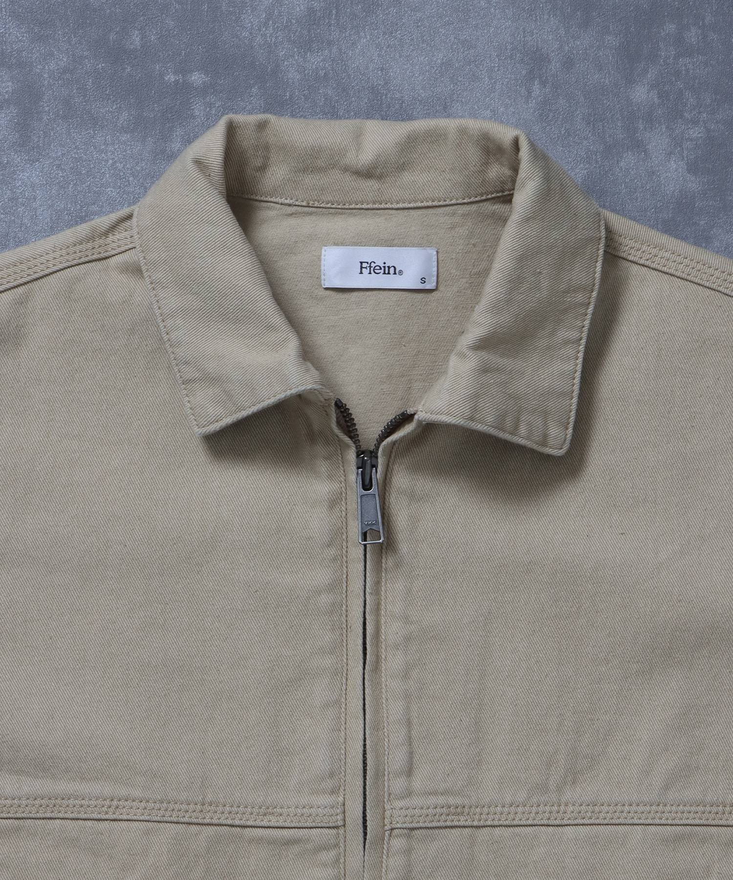 袖切り替えデニムJK / ジャケット デニム ジップ リベット ライトアウター 刺繍【セットアップ対応】 ベージュ