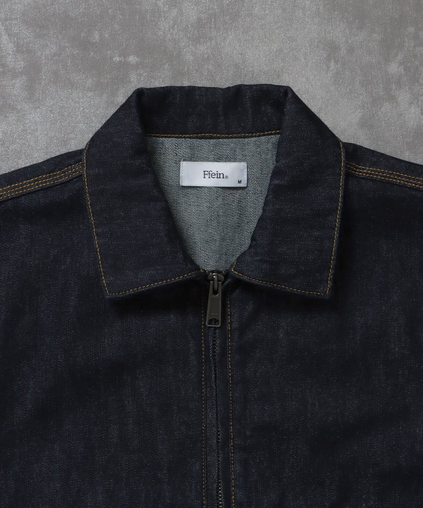 袖切り替えデニムJK / ジャケット デニム ジップ リベット ライトアウター 刺繍【セットアップ対応】 ネイビー