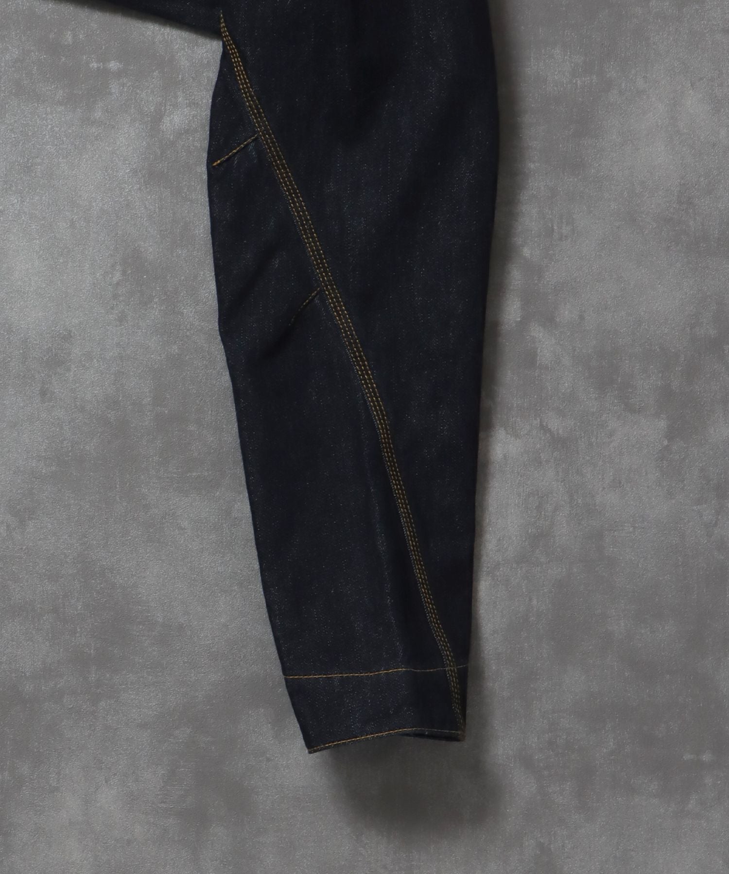 袖切り替えデニムJK / ジャケット デニム ジップ リベット ライトアウター 刺繍【セットアップ対応】 ネイビー