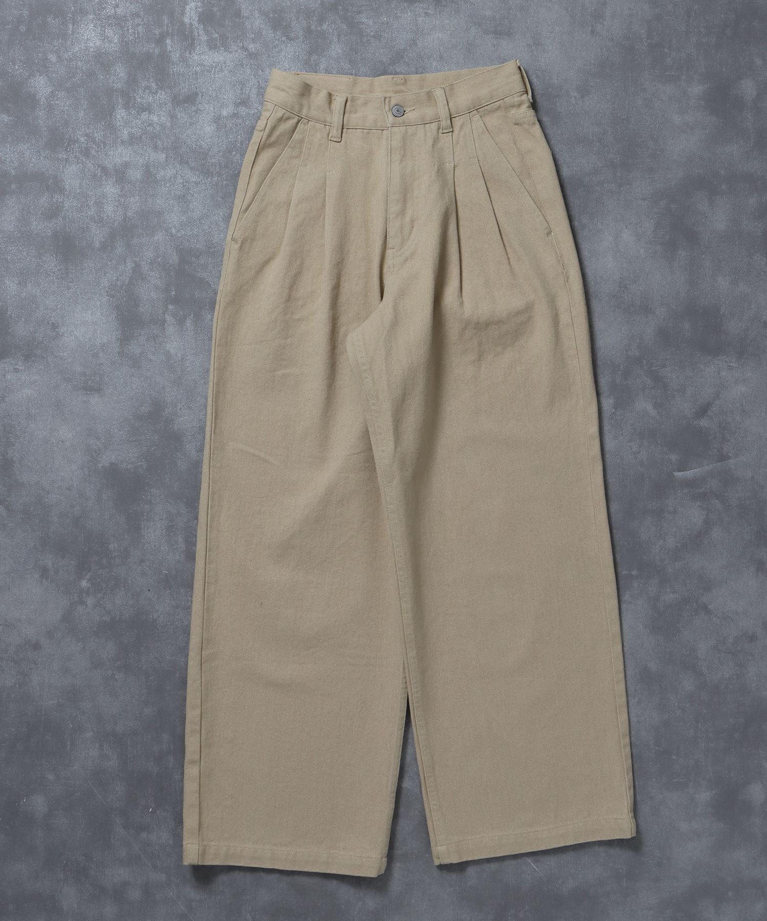 【FFEIN(フェイン)】ワイドストレートタックデニムパンツ / デニム パンツ ボトムス ワイドシルエット デニム 【セットアップ対応】 ベージュ